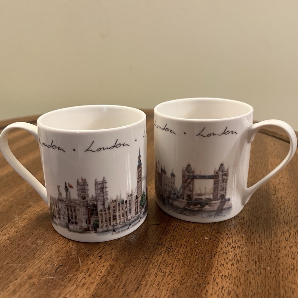 Set Of 2 Temple Island Collection London Landmark Bone Chine Mug Cup Rare